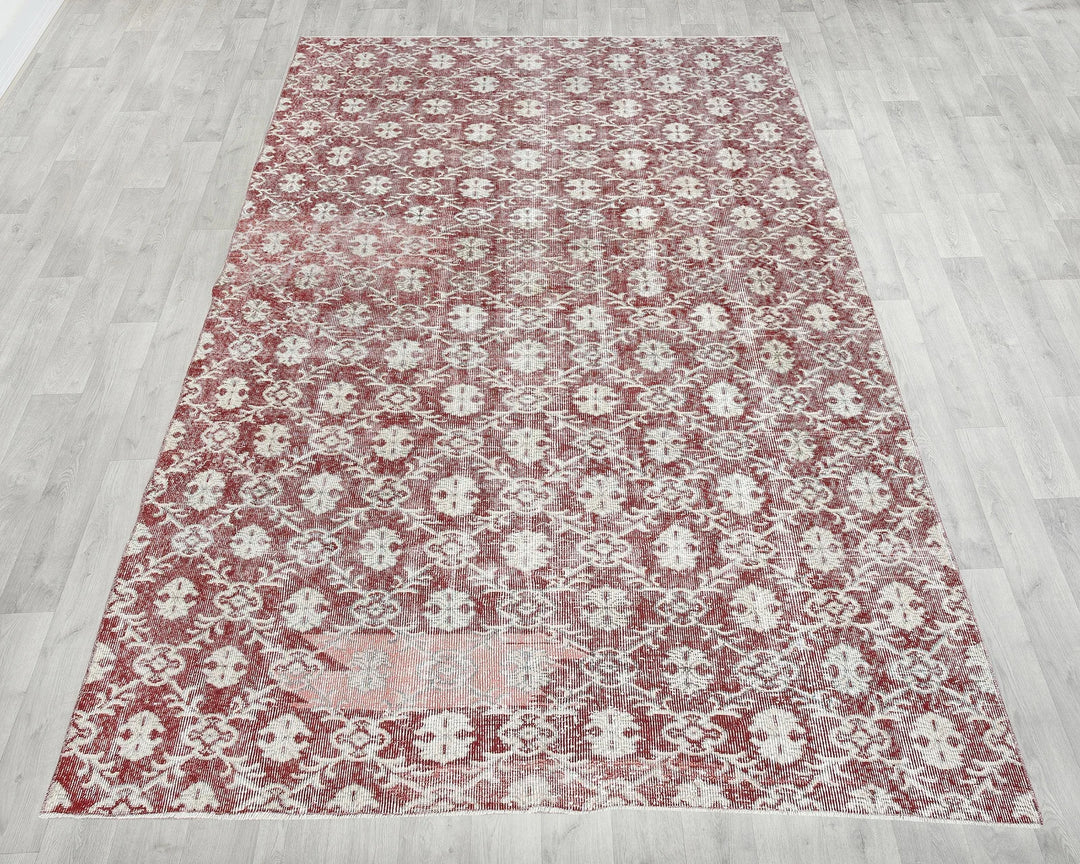 Red Turkish Oushak Rug 6'1" x 9'7" Hand-Knotted | No. VR12470