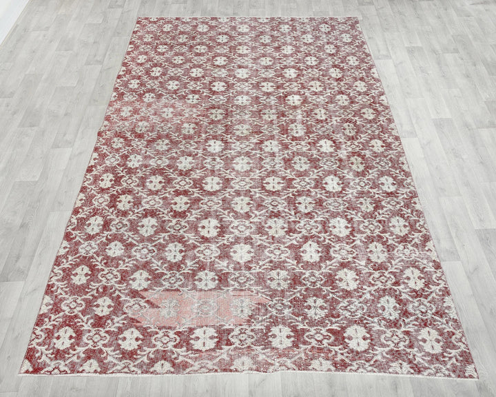 Red Turkish Oushak Rug 6'1" x 9'7" Hand-Knotted | No. VR12470