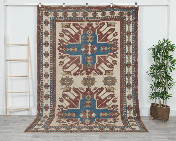Multicolor Turkish Vintage Rug 6' 4" x 9' 2" Hand-Knotted | No. VR12485