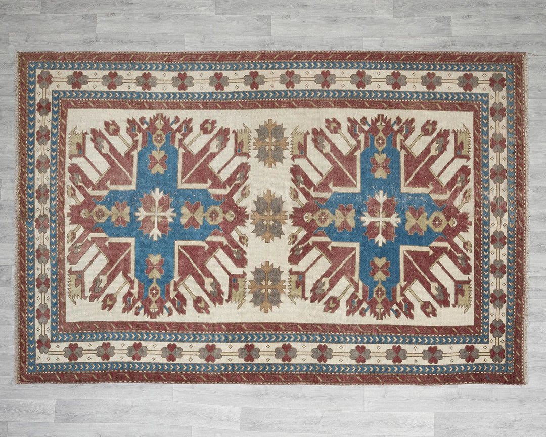 Multicolor Turkish Vintage Rug 6' 4" x 9' 2" Hand-Knotted | No. VR12485