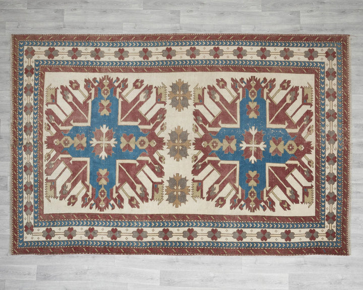 Multicolor Turkish Vintage Rug 6' 4" x 9' 2" Hand-Knotted | No. VR12485