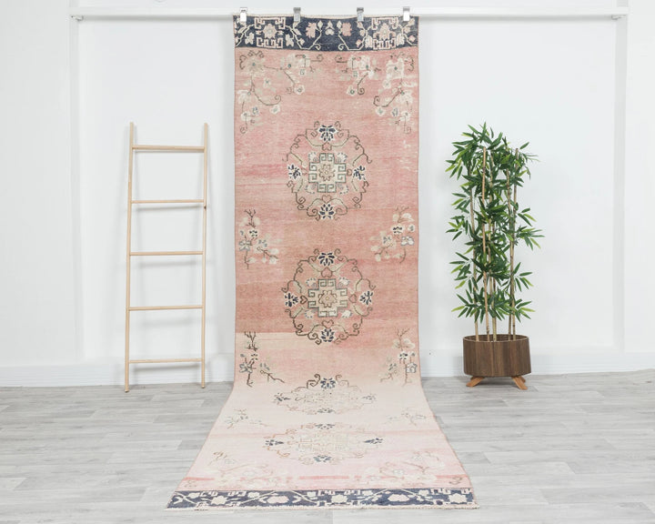 Multicolor Turkish Oushak Rug 3'4" x 11'7" Hand-Knotted | No. VR12559