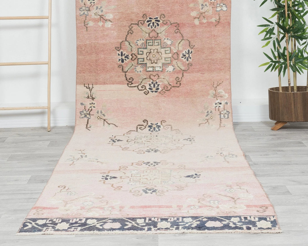 Multicolor Turkish Oushak Rug 3'4" x 11'7" Hand-Knotted | No. VR12559