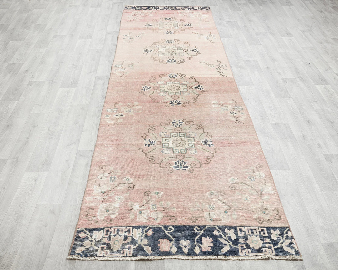 Multicolor Turkish Oushak Rug 3'4" x 11'7" Hand-Knotted | No. VR12559