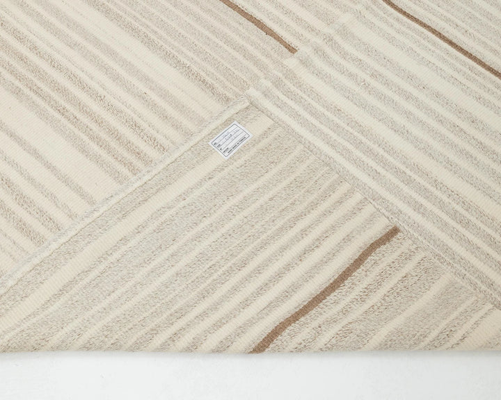 Beige Turkish Kilim Rug 9' 6" x 13' 1" Flat-Weave | No. VR12725