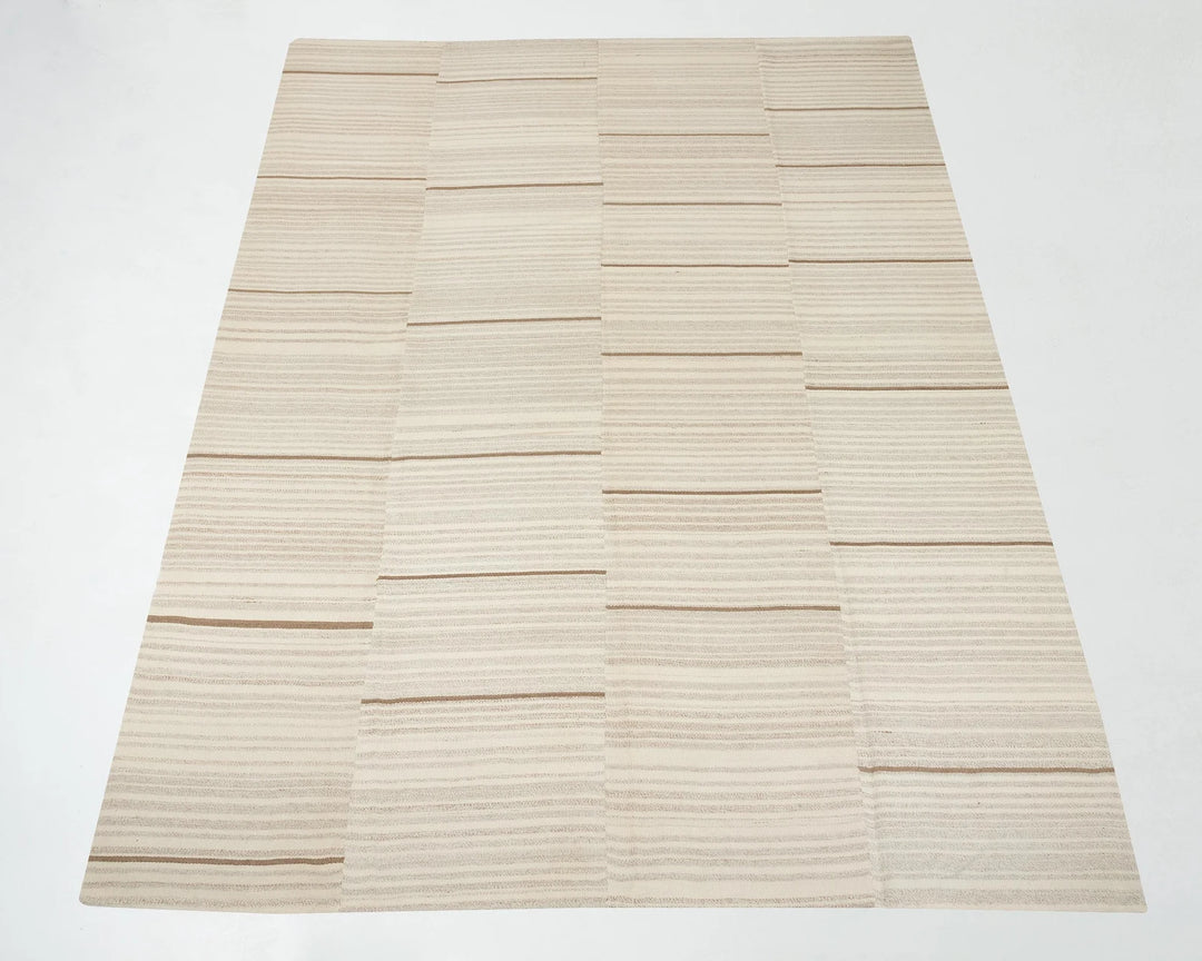 Beige Turkish Kilim Rug 9' 6" x 13' 1" Flat-Weave | No. VR12725