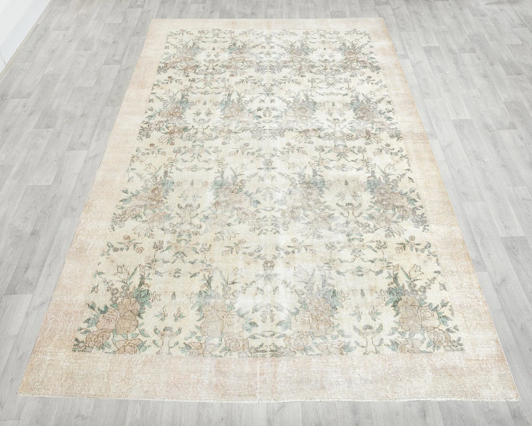 Gray Turkish Oushak Rug 6' 11" x 9' 10" Hand-Knotted | No. VR12726