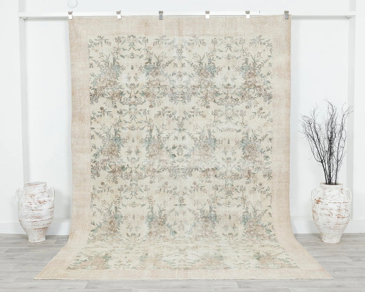 Gray Turkish Oushak Rug 6' 11" x 9' 10" Hand-Knotted | No. VR12726
