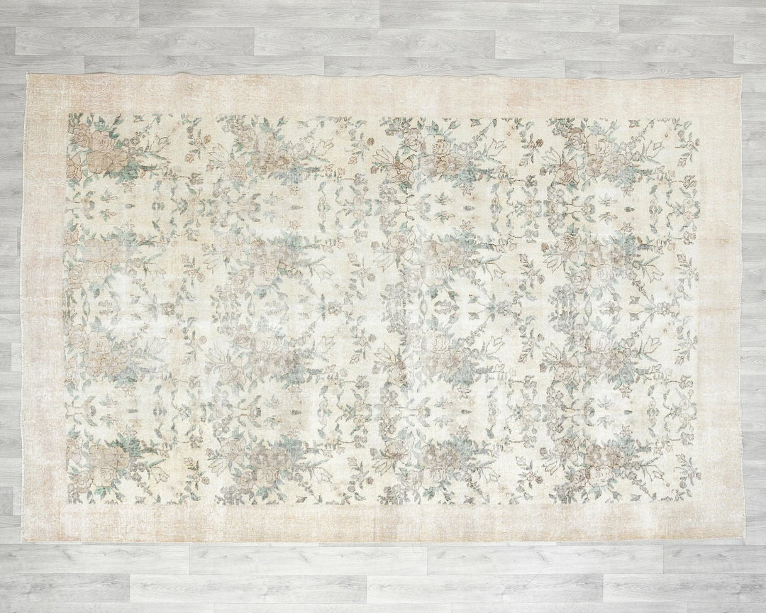 Gray Turkish Oushak Rug 6' 11" x 9' 10" Hand-Knotted | No. VR12726
