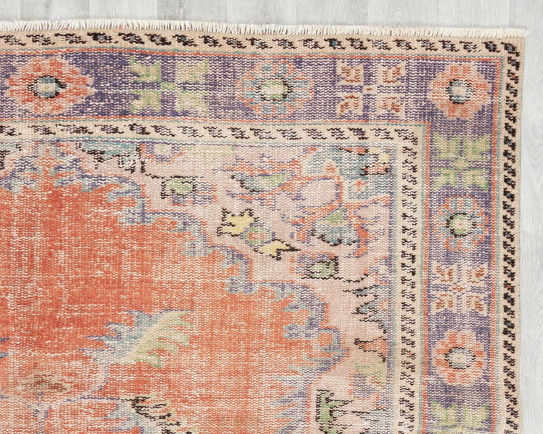 Multicolor Turkish Oushak Rug 5'5" x 9'5" Hand-Knotted | No. VR13006