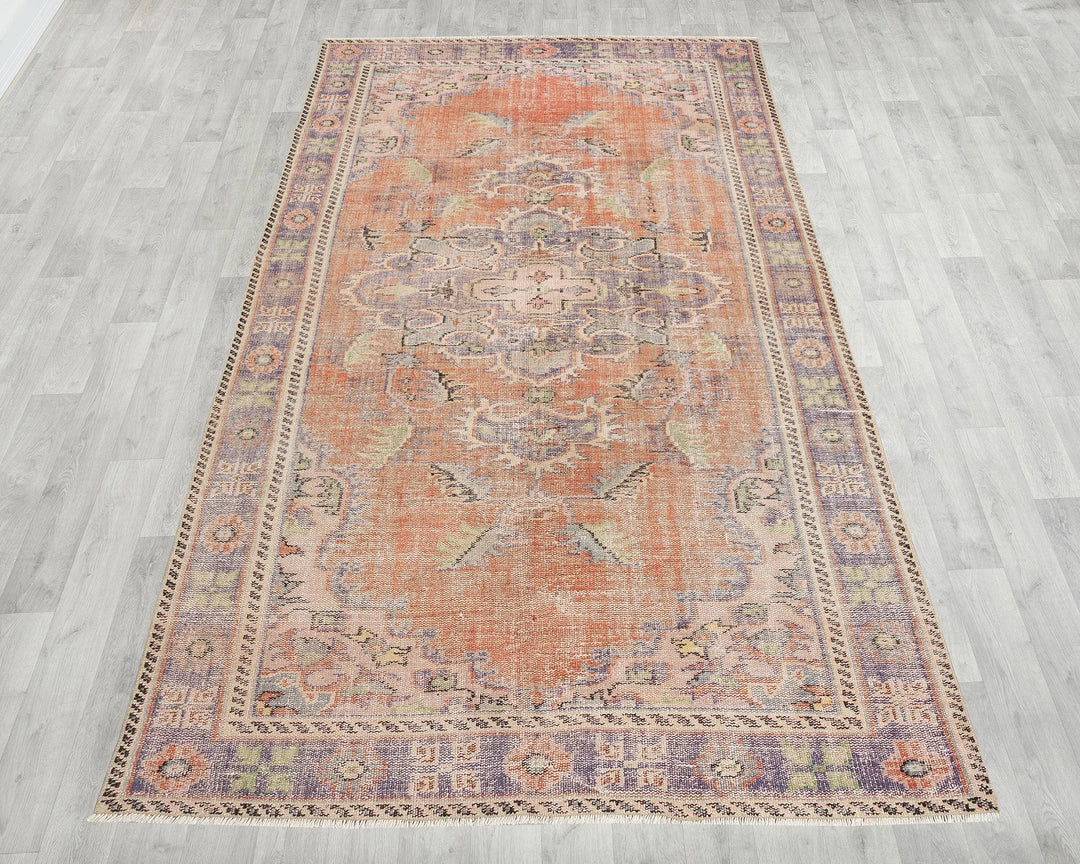 Multicolor Turkish Oushak Rug 5'5" x 9'5" Hand-Knotted | No. VR13006