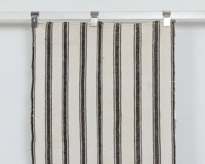 Ivory Turkish Kilim Rug 2' x 14' Flat-Weave close-up