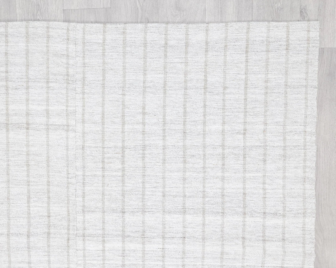 White Turkish Kilim Rug 7' x 5' Flat-Weave | No. VR13055