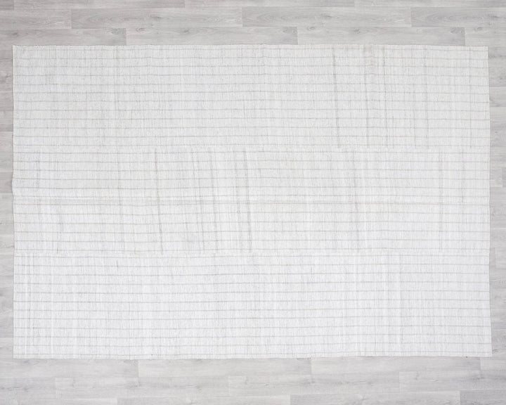 White Turkish Kilim Rug 7' x 5' Flat-Weave | No. VR13055