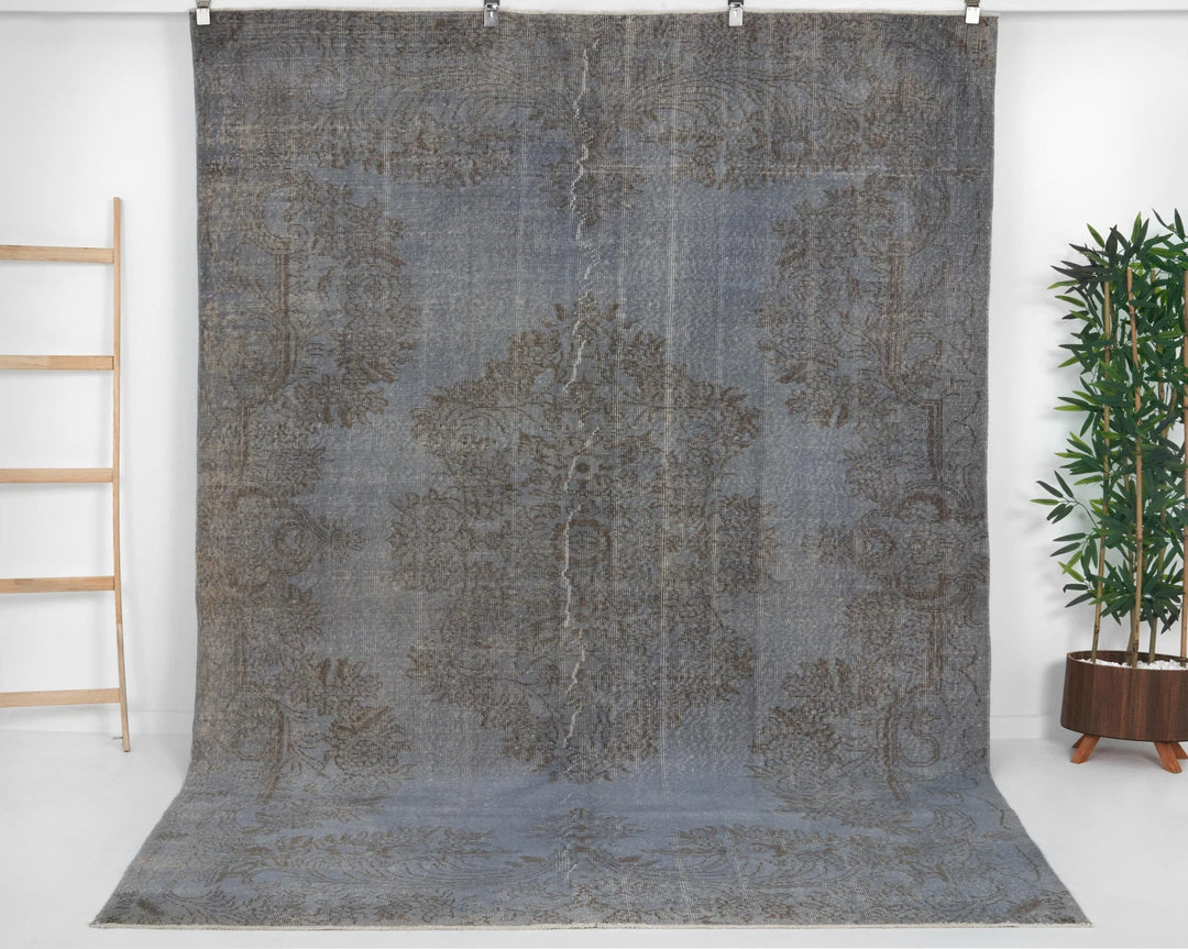 Blue Turkish Oushak Rug 6' 6" x 9' 8" Hand-Knotted | No. VR13072