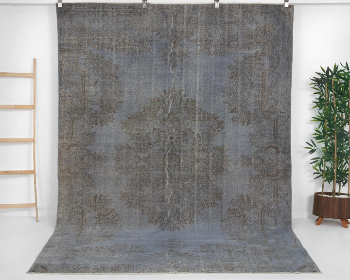 Blue Turkish Oushak Rug 6' 6" x 9' 8" Hand-Knotted | No. VR13072