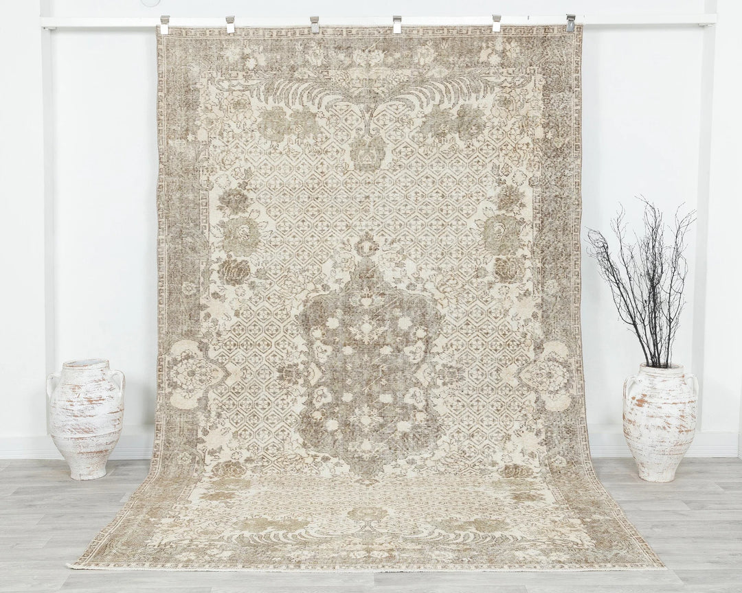 Multicolor Turkish Oushak Rug 6' x 10' Hand-Knotted