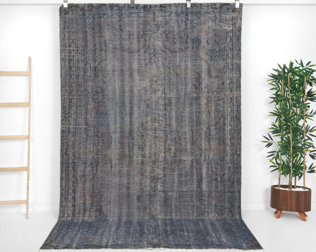 Gray Turkish Oushak Rug 8'10" x 5'3" Hand-Knotted | No. VR13168