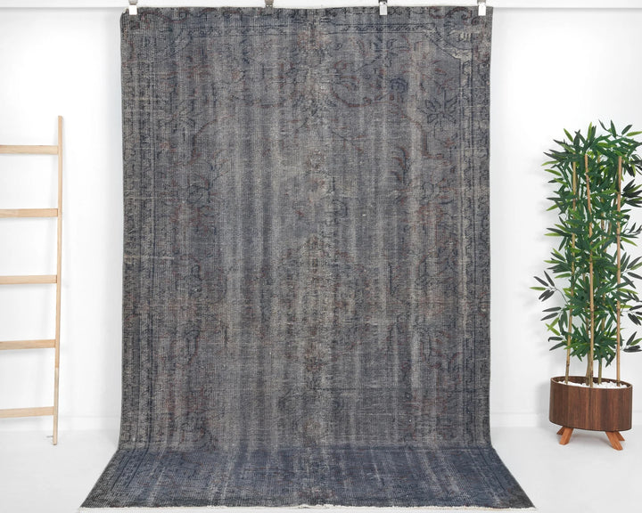 Gray Turkish Oushak Rug 8'10" x 5'3" Hand-Knotted | No. VR13168