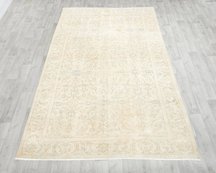 Beige Turkish Oushak Rug 5'6" x 8'11" Hand-Knotted | No. VR13363