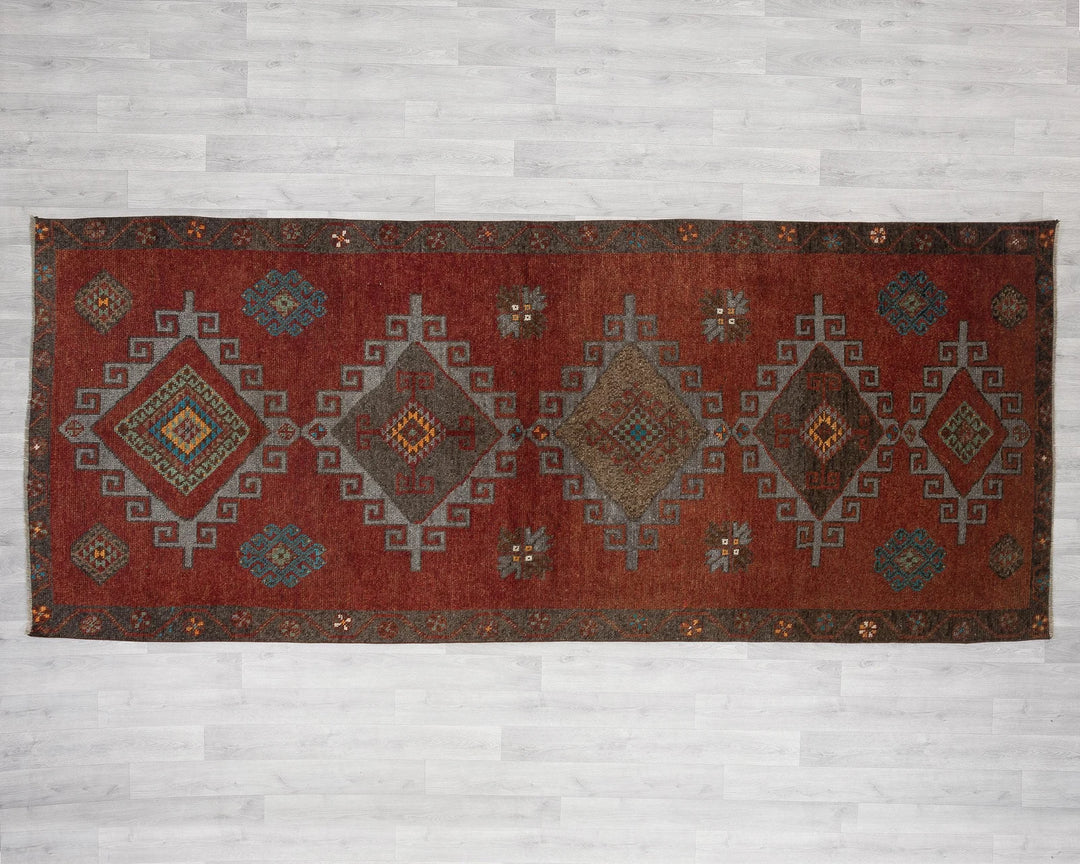 Red Turkish Oushak Rug 4' 10" x 11' 1" Hand-Knotted | No. VR13506