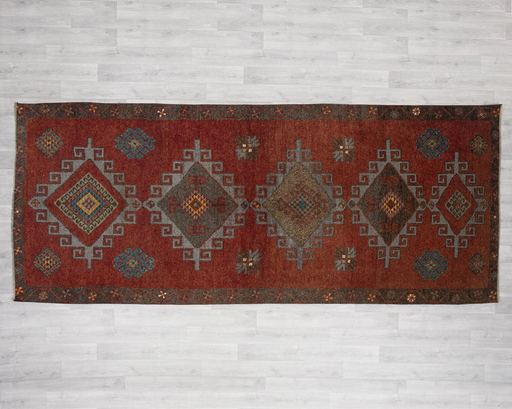 Red Turkish Oushak Rug 4' 10" x 11' 1" Hand-Knotted | No. VR13506