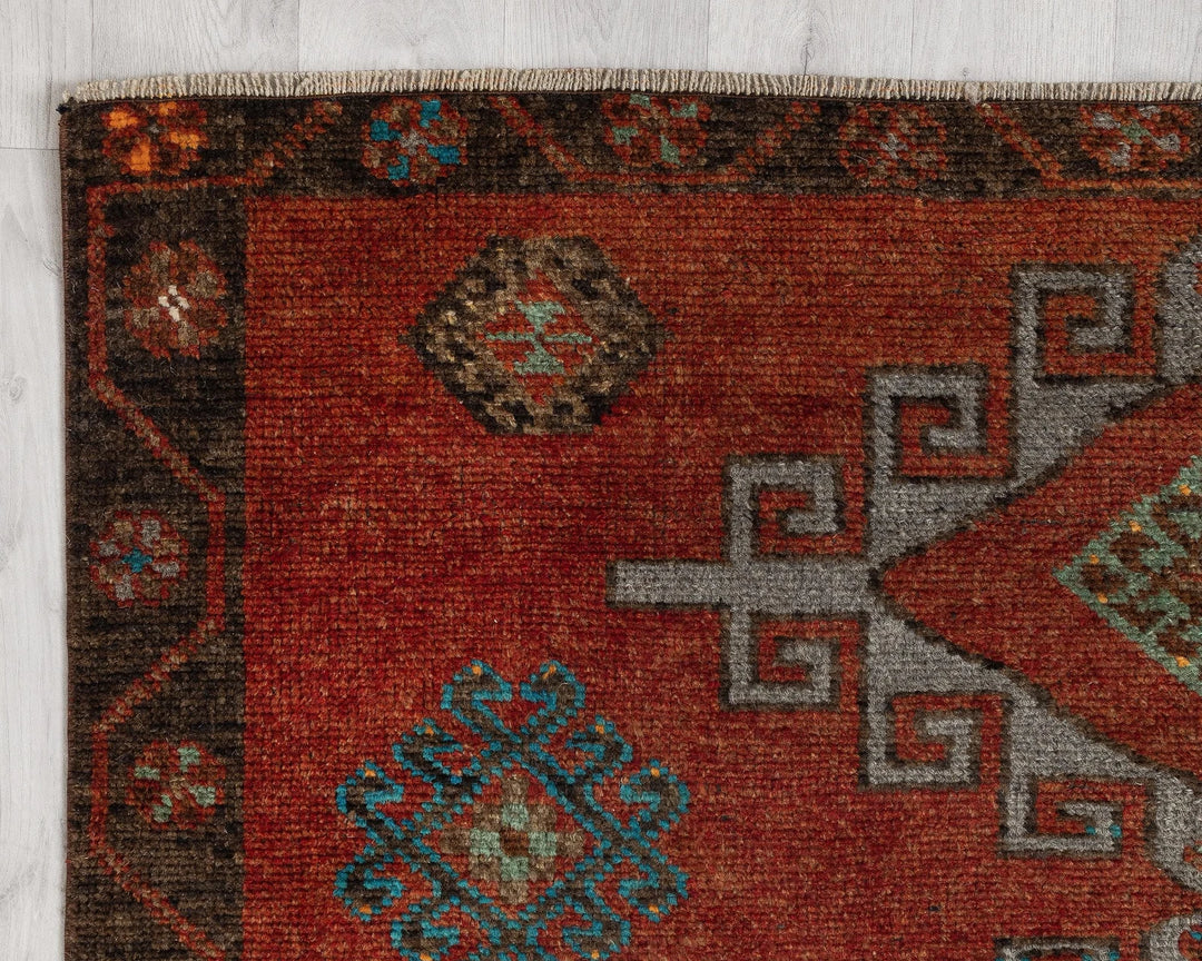Red Turkish Oushak Rug 4' 10" x 11' 1" Hand-Knotted | No. VR13506