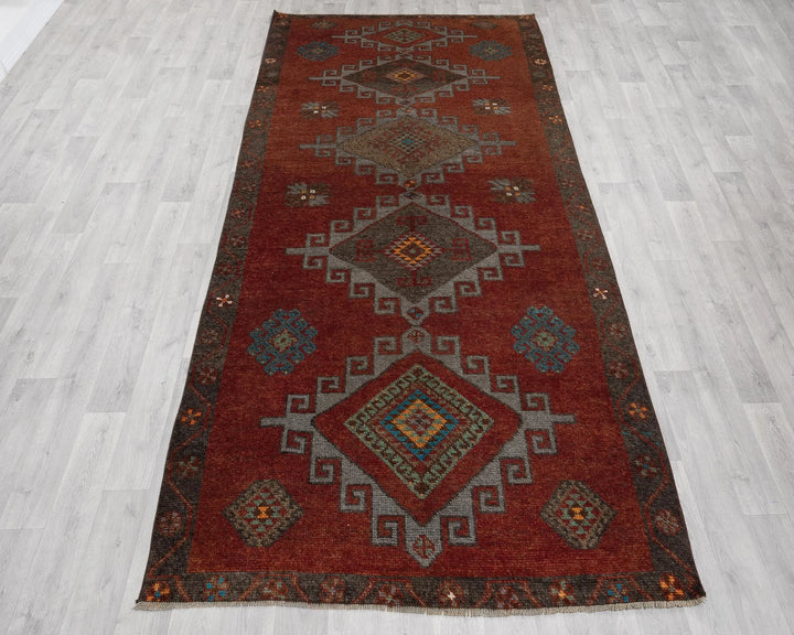 Red Turkish Oushak Rug 4' 10" x 11' 1" Hand-Knotted | No. VR13506