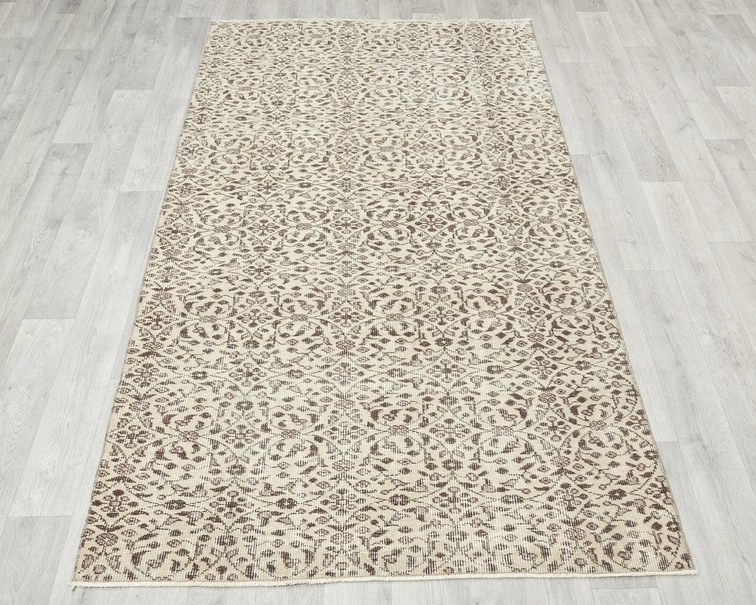 Multicolor Turkish Oushak Rug 3'10" x 6'10" Hand-Knotted reverse