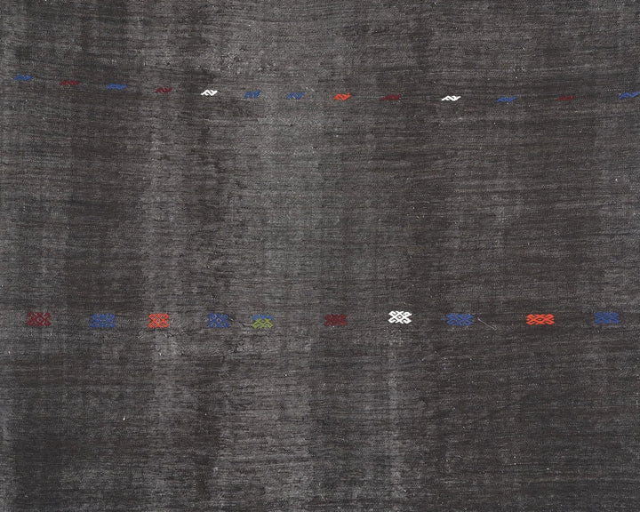 Brown Turkish Kilim Rug 6' 11" x 9' 4" Flat-Weave | No. VR14024