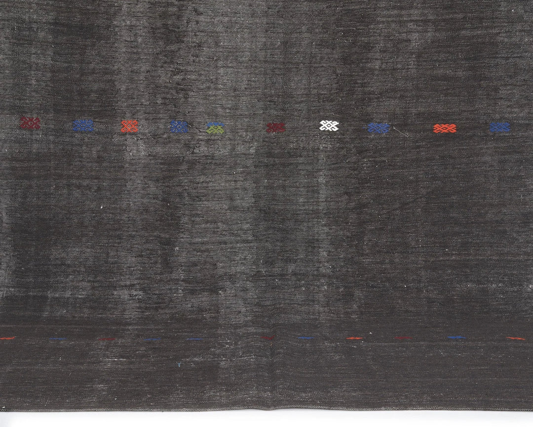 Brown Turkish Kilim Rug 6' 11" x 9' 4" Flat-Weave | No. VR14024