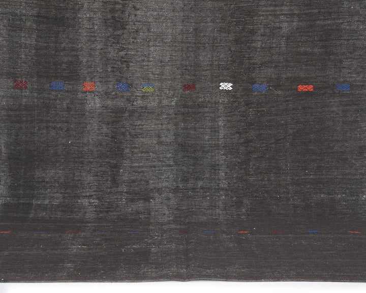 Brown Turkish Kilim Rug 6' 11" x 9' 4" Flat-Weave | No. VR14024