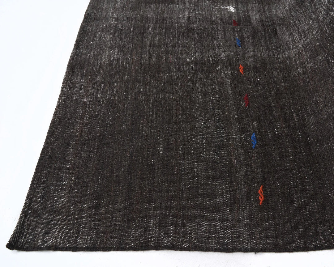 Brown Turkish Kilim Rug 6' 11" x 9' 4" Flat-Weave | No. VR14024
