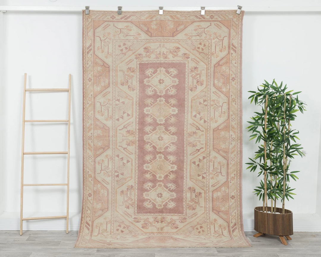 Beige Turkish Oushak Rug 4'11" x 7'8" Hand-Knotted | No. VR14030