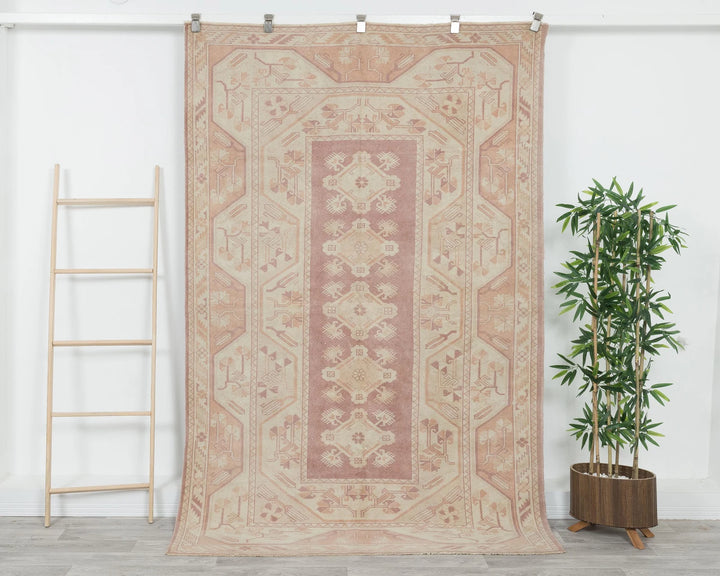 Beige Turkish Oushak Rug 4'11" x 7'8" Hand-Knotted | No. VR14030