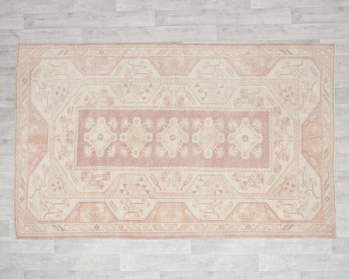 Beige Turkish Oushak Rug 4'11" x 7'8" Hand-Knotted | No. VR14030
