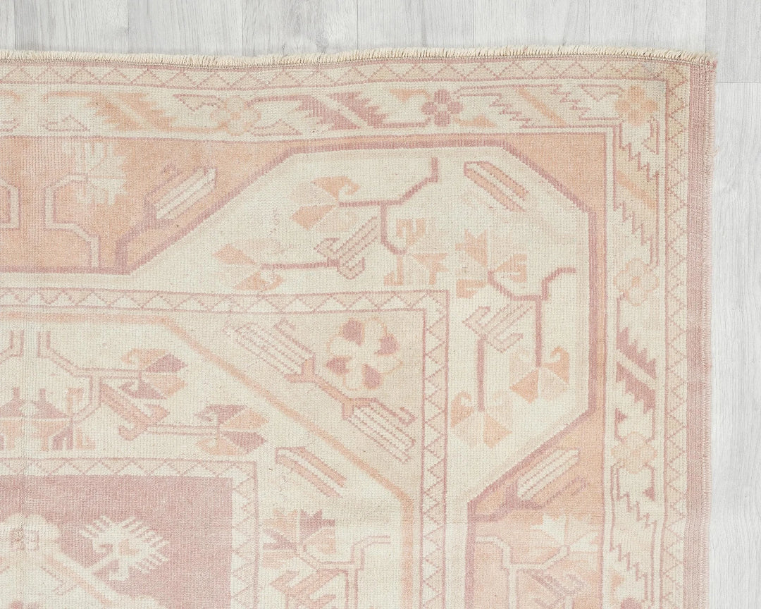 Beige Turkish Oushak Rug 4'11" x 7'8" Hand-Knotted | No. VR14030