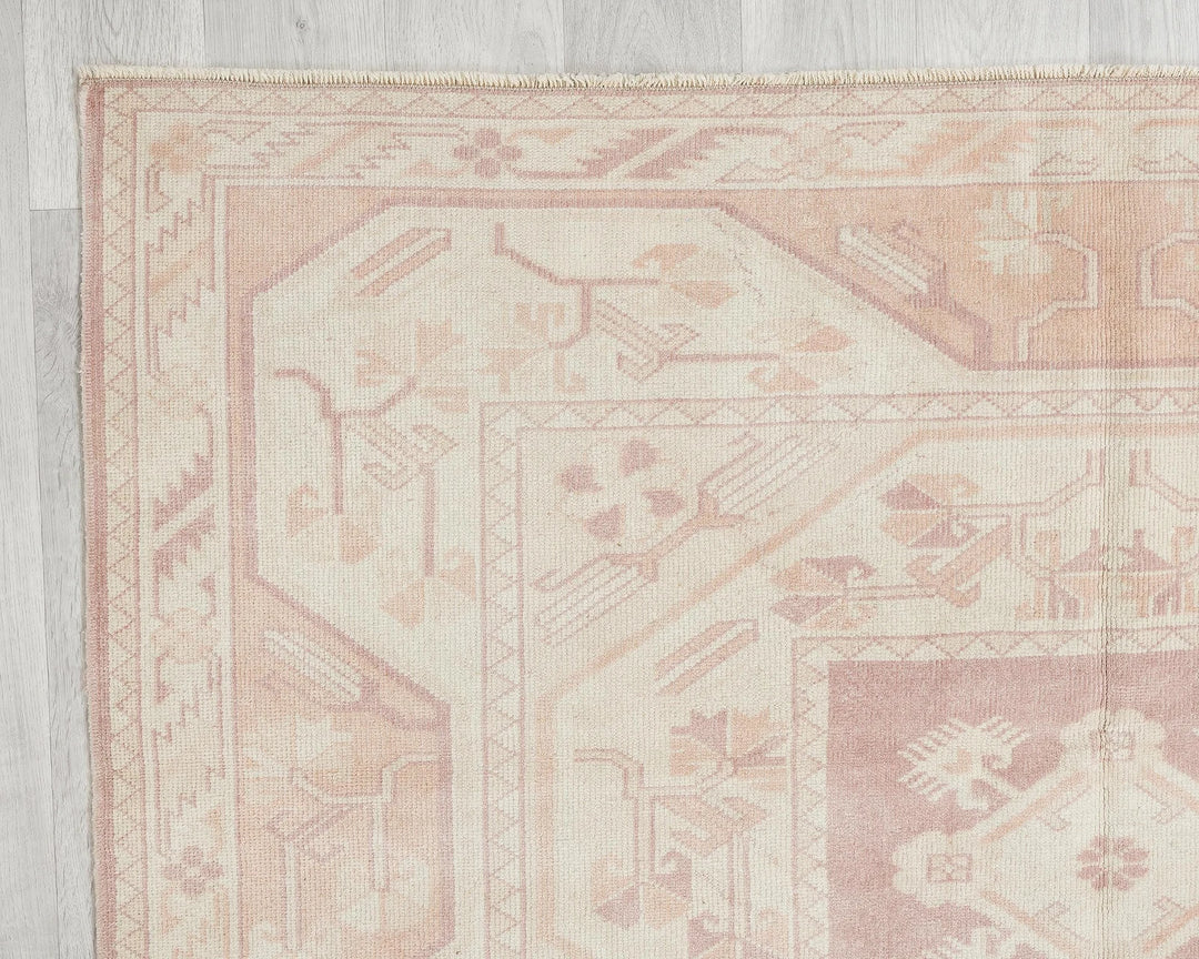 Beige Turkish Oushak Rug 4'11" x 7'8" Hand-Knotted | No. VR14030