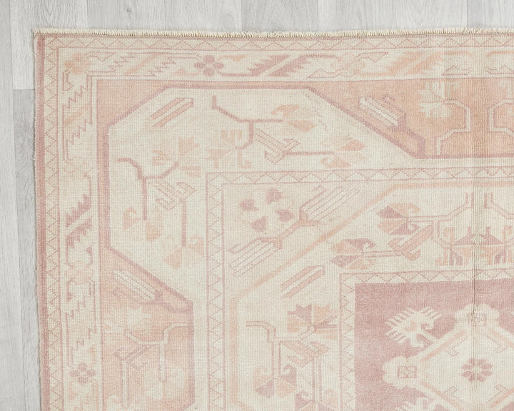Beige Turkish Oushak Rug 4'11" x 7'8" Hand-Knotted | No. VR14030