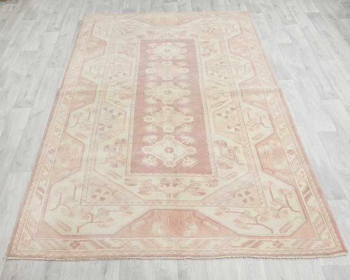 Beige Turkish Oushak Rug 4'11" x 7'8" Hand-Knotted | No. VR14030