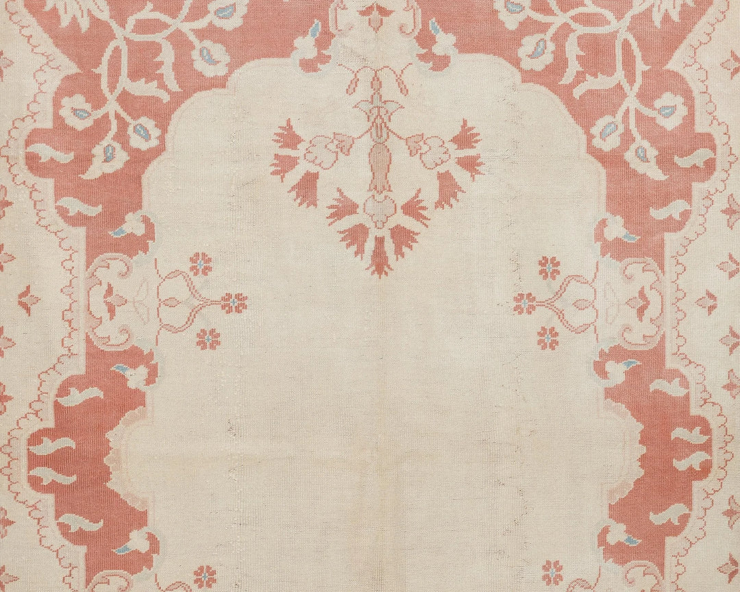 Beige Turkish Oushak Rug 8'8" x 5'5" Hand-Knotted | No. VR14038
