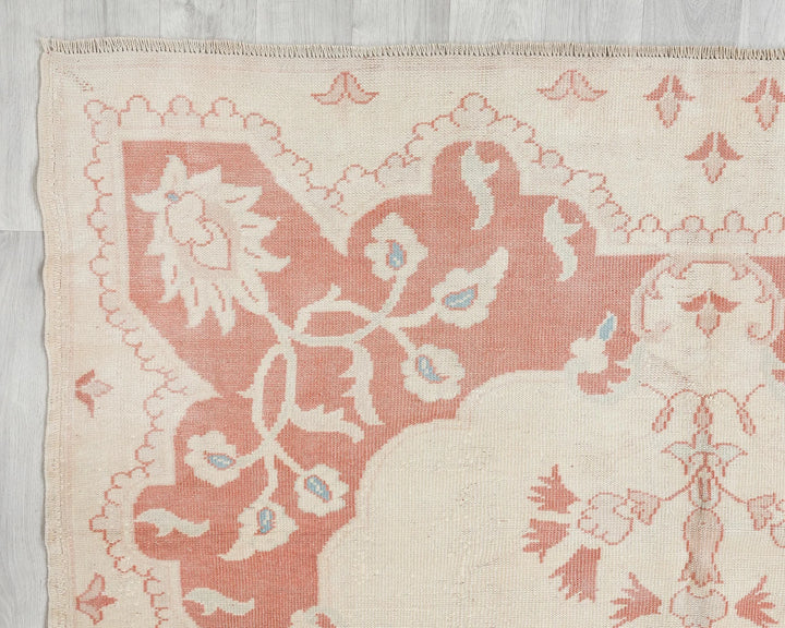 Beige Turkish Oushak Rug 8'8" x 5'5" Hand-Knotted | No. VR14038