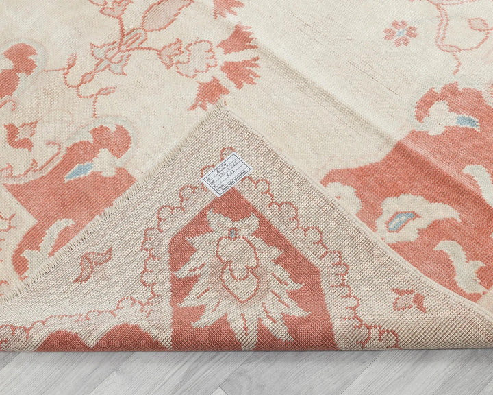 Beige Turkish Oushak Rug 8'8" x 5'5" Hand-Knotted | No. VR14038