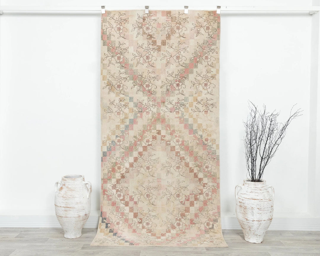 Beige Turkish Oushak Rug 3' 8" x 7' 8" Hand-Knotted | No. VR14097