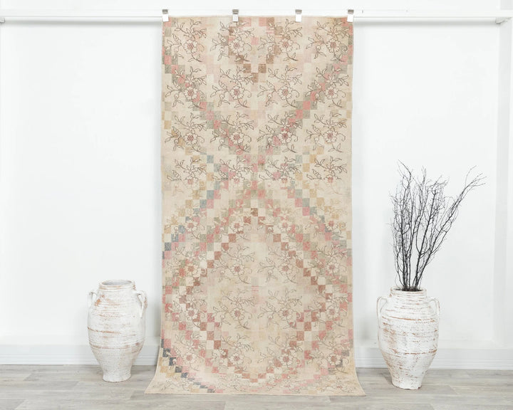 Beige Turkish Oushak Rug 3' 8" x 7' 8" Hand-Knotted | No. VR14097
