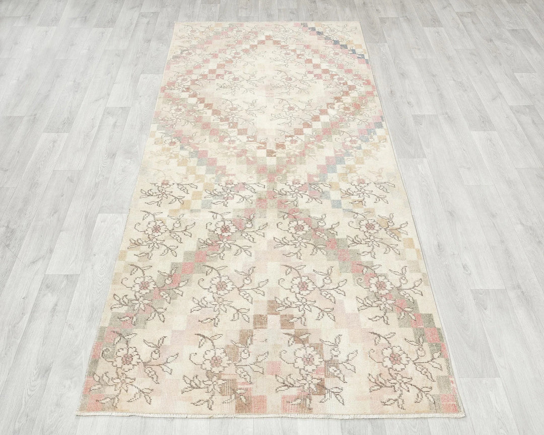 Beige Turkish Oushak Rug 3' 8" x 7' 8" Hand-Knotted | No. VR14097