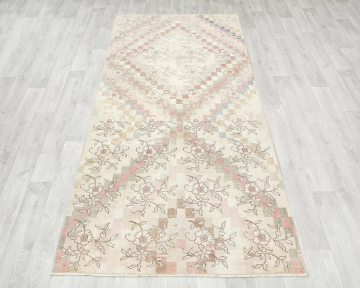 Beige Turkish Oushak Rug 3' 8" x 7' 8" Hand-Knotted | No. VR14097
