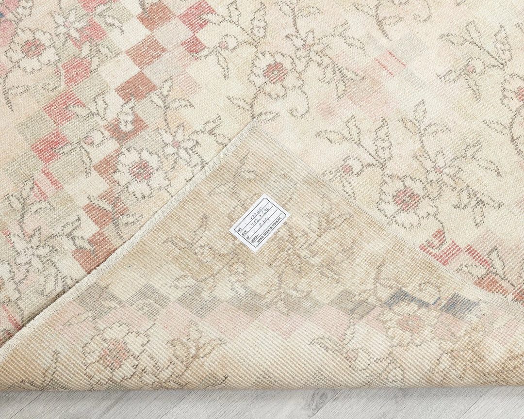 Beige Turkish Oushak Rug 3' 8" x 7' 8" Hand-Knotted | No. VR14097