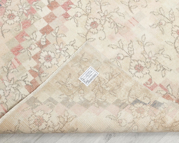 Beige Turkish Oushak Rug 3' 8" x 7' 8" Hand-Knotted | No. VR14097