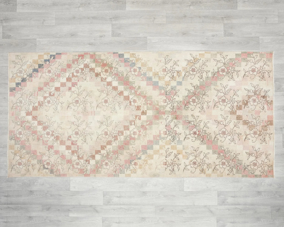 Beige Turkish Oushak Rug 3' 8" x 7' 8" Hand-Knotted | No. VR14097